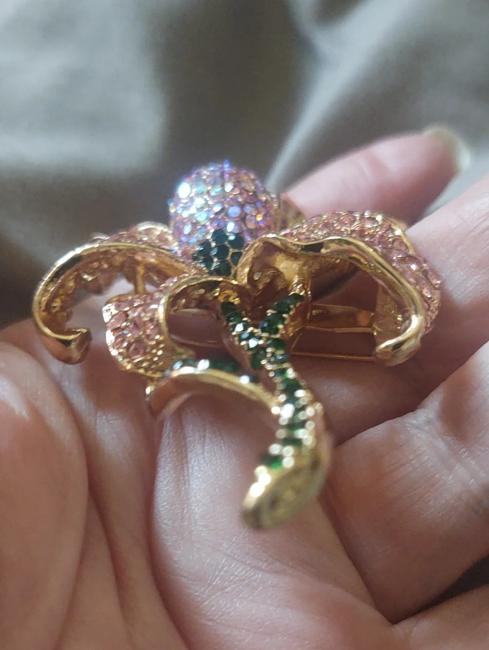 Pink Crystal Flower Brooch